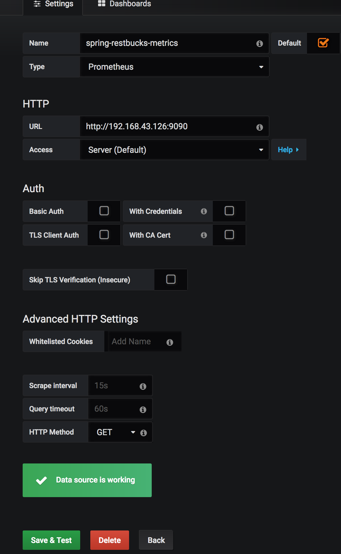 Add Prometheus as Datasource to Grafana