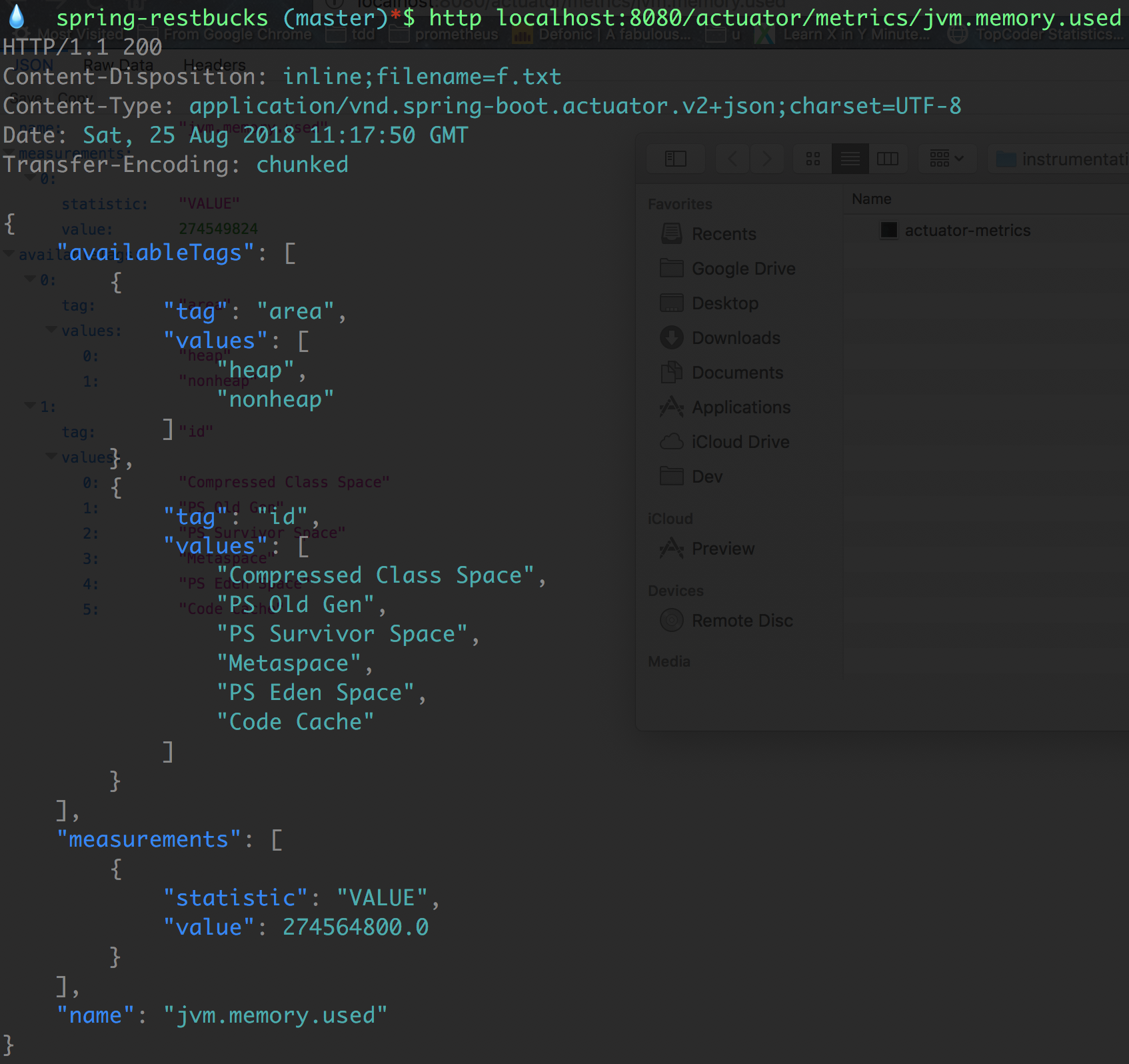Value of jvm.memory.used metrics